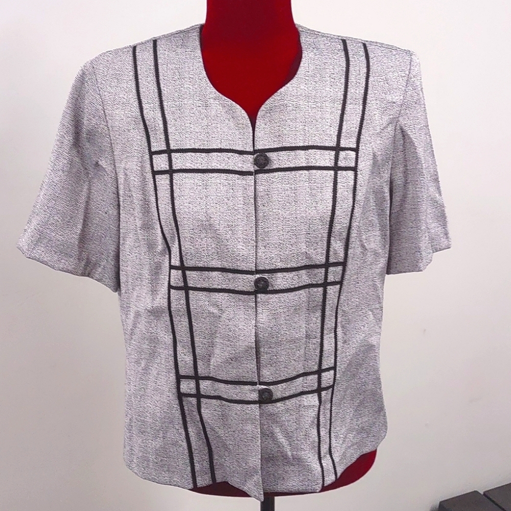 Miss Dorby Blouse Gray and Black Stripes